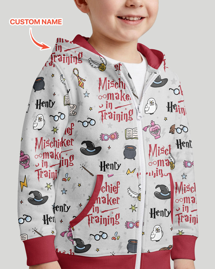 Custom Name Mischief Maker In Training Bamboo Zip Hoodie