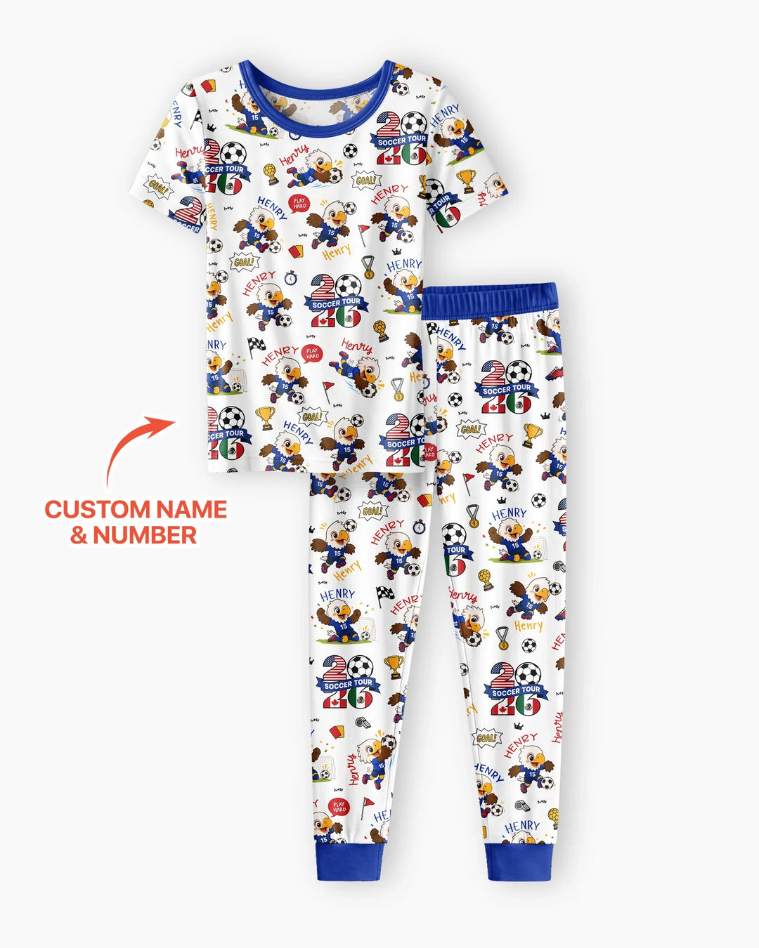 USA We Are Champions Soccer Tour 2026 Bamboo Two Piece Short Sleeve Pajama Set