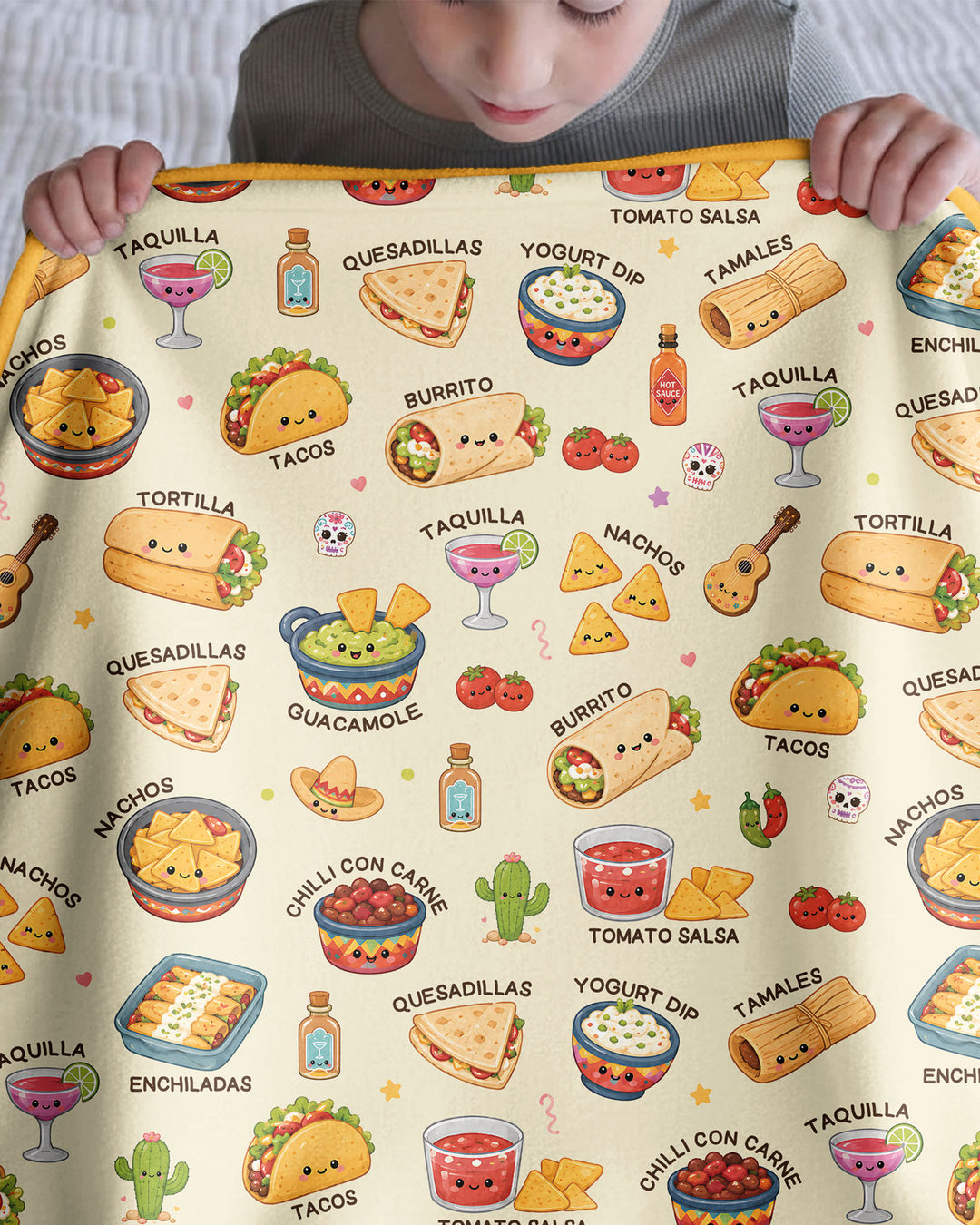 Kawaii Mexican Food Bamboo Blanket