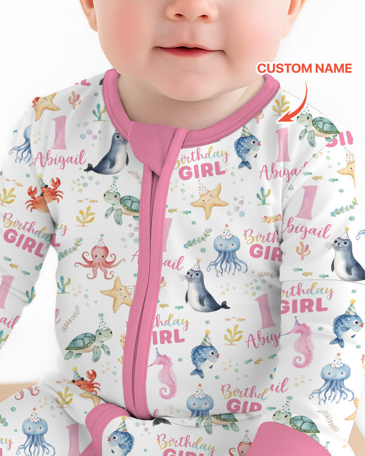 Birthday Under The Sea Custom Name & Age Bamboo Convertible Zippy