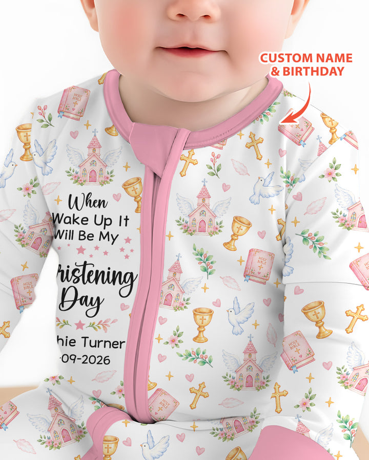 Personalized When I Wake Up It Will Be My Christening Day Bamboo Convertible Zippy