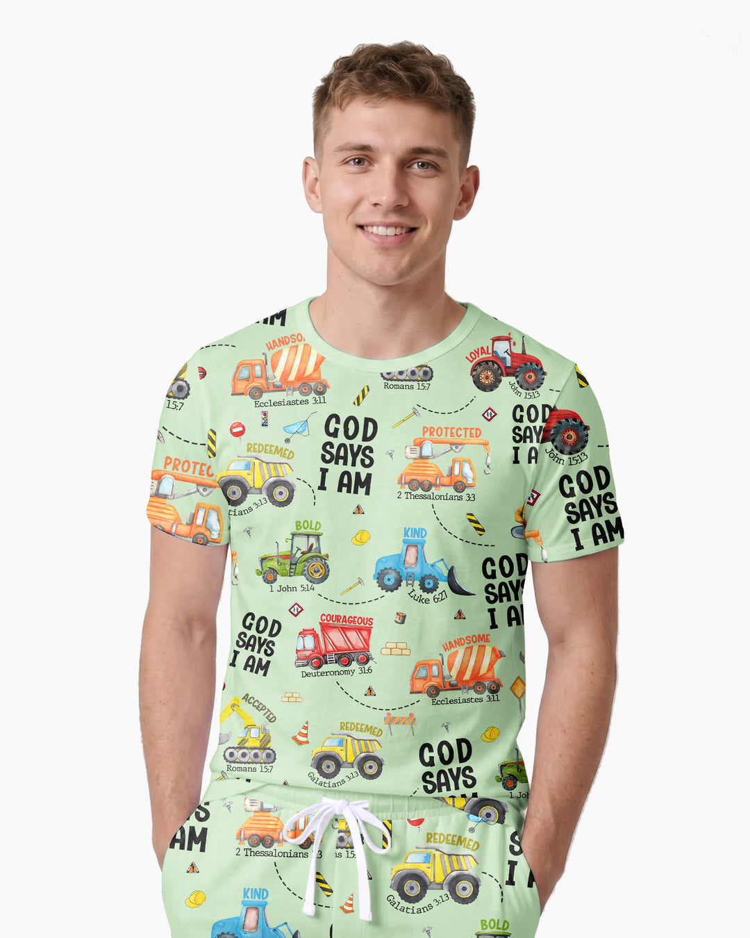 God Says I Am Men Short Sleeve Short Pajama Set