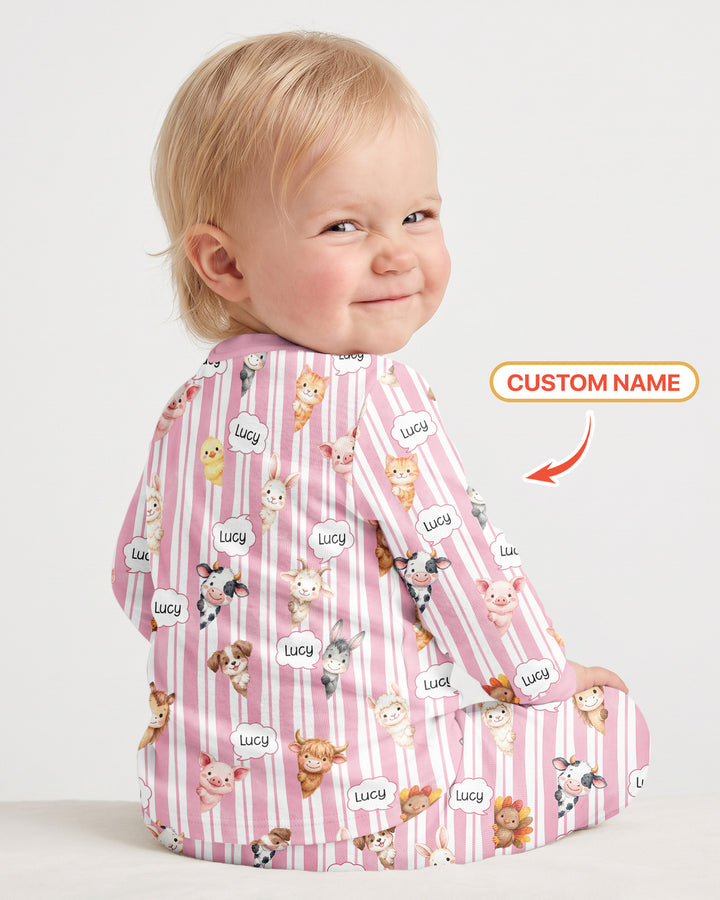 New Kid in Town Custom Name Bamboo Two Piece Long Sleeve Pajama Set