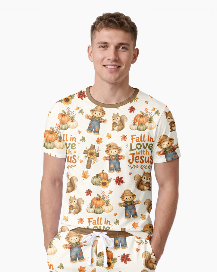 Fall For Jesus Bamboo Men Short Sleeve Short Pajama Set