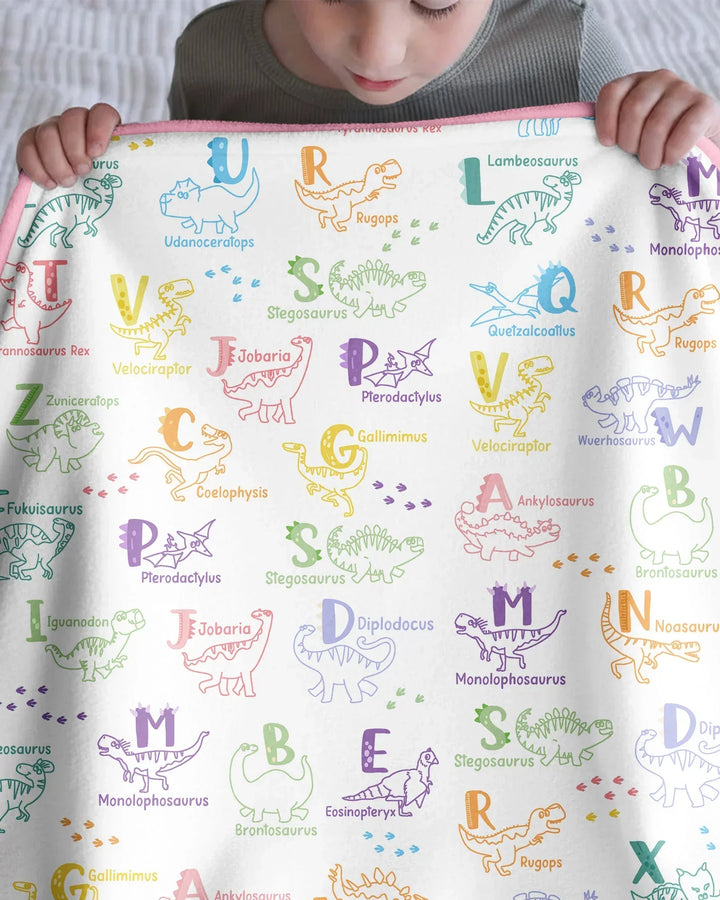 Dino Alphabet ABC Bamboo Blanket