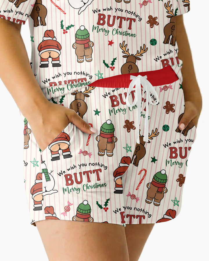 We Wish You Nothing Butt Merry Bamboo Women Short Sleeve Short Pajama Set