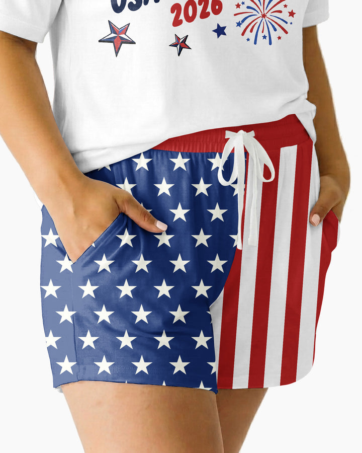 USA Soccer 2026 Family Matching Bamboo Women Short Sleeve Short Pajama Set