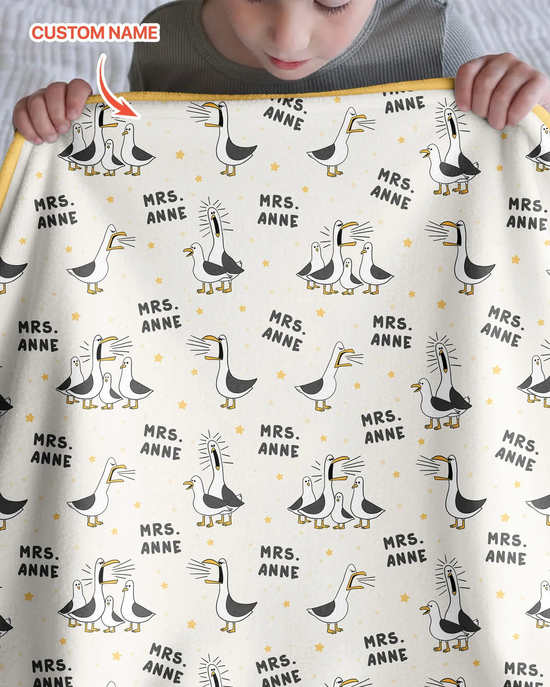 Custom Funny Seagulls Teacher Bamboo Blanket
