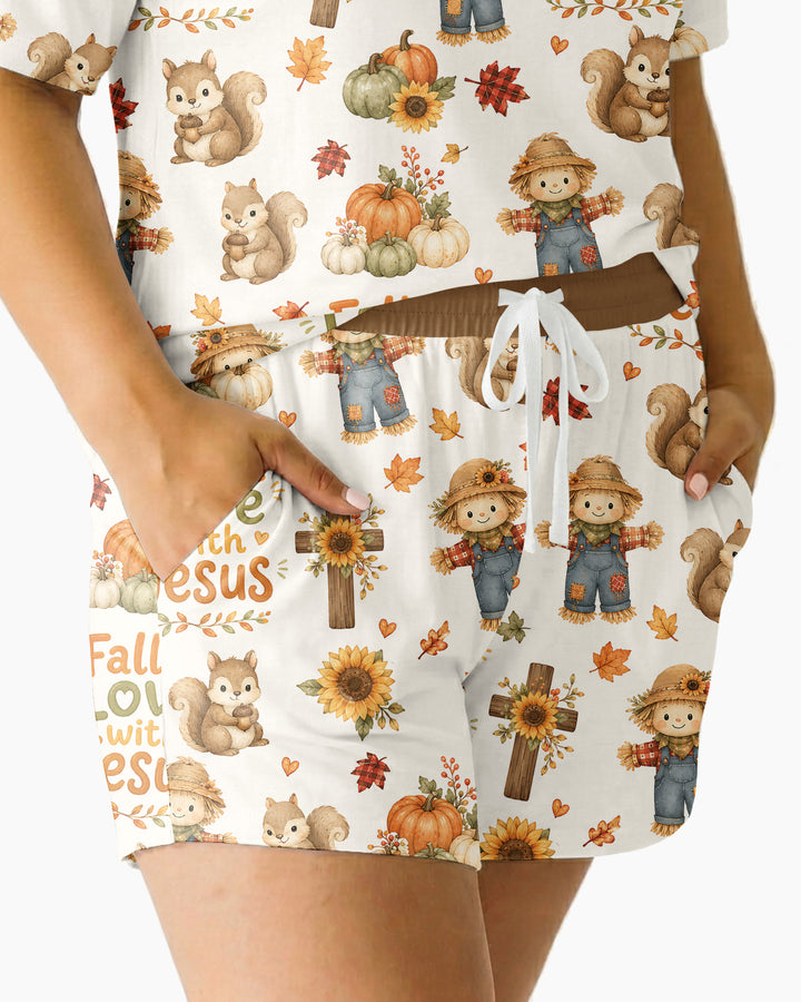 Fall For Jesus Bamboo Women Short Sleeve Short Pajama Set