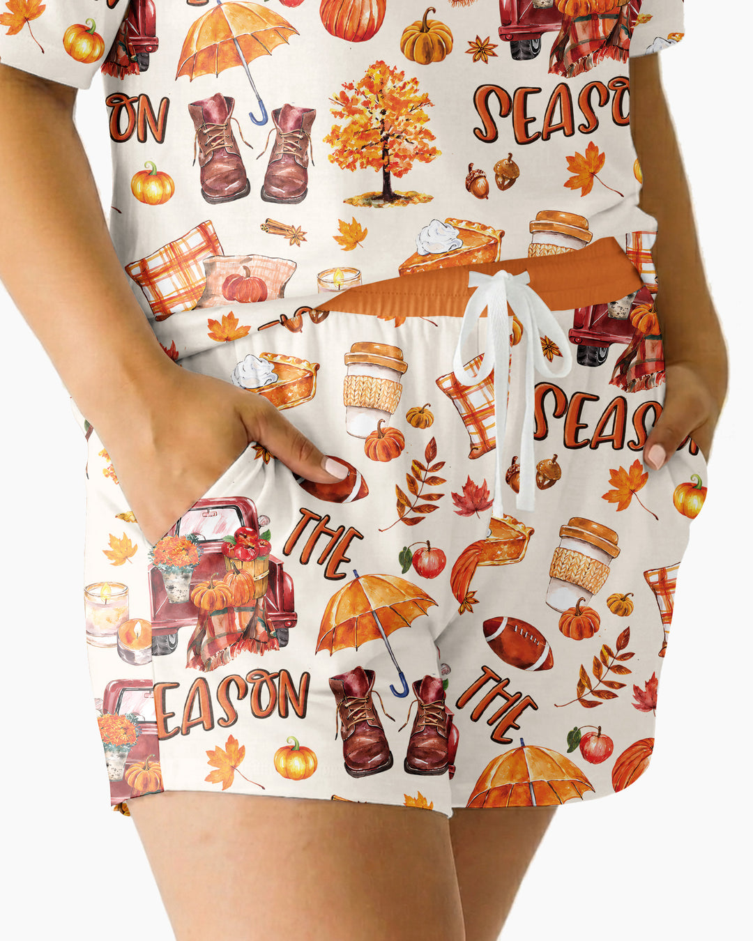 Fall Tis the Season Bamboo Women Short Sleeve Short Pajama Set