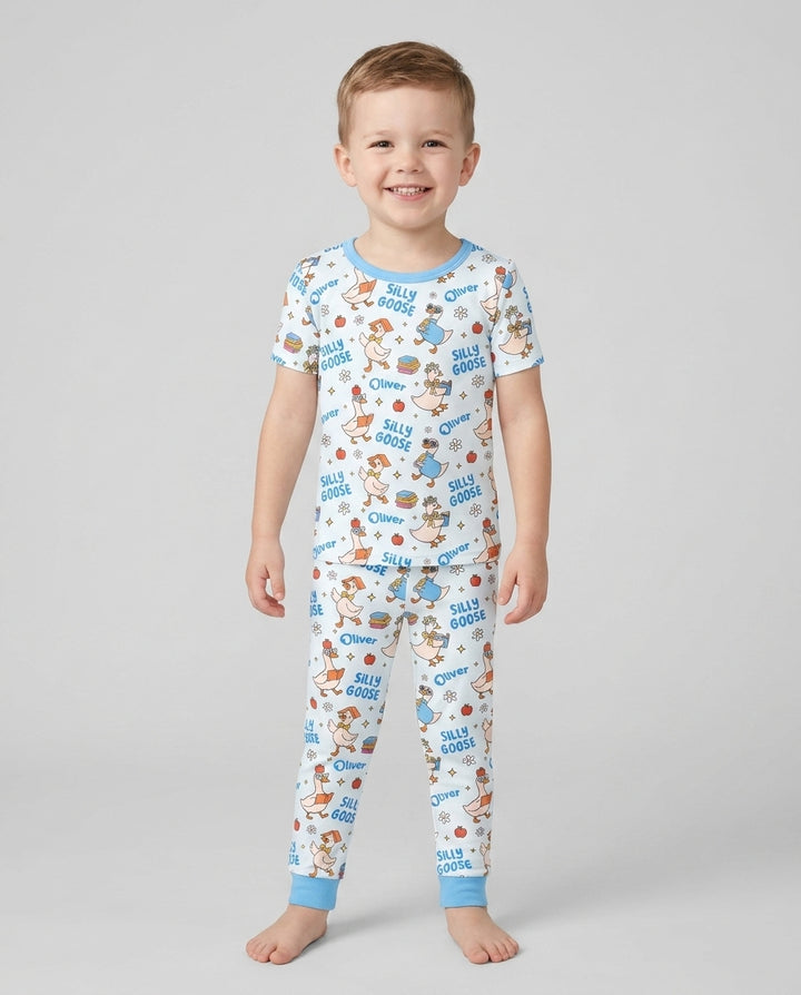 CUSTOM Template Bamboo Two Piece Short Sleeve Pyjamas Set