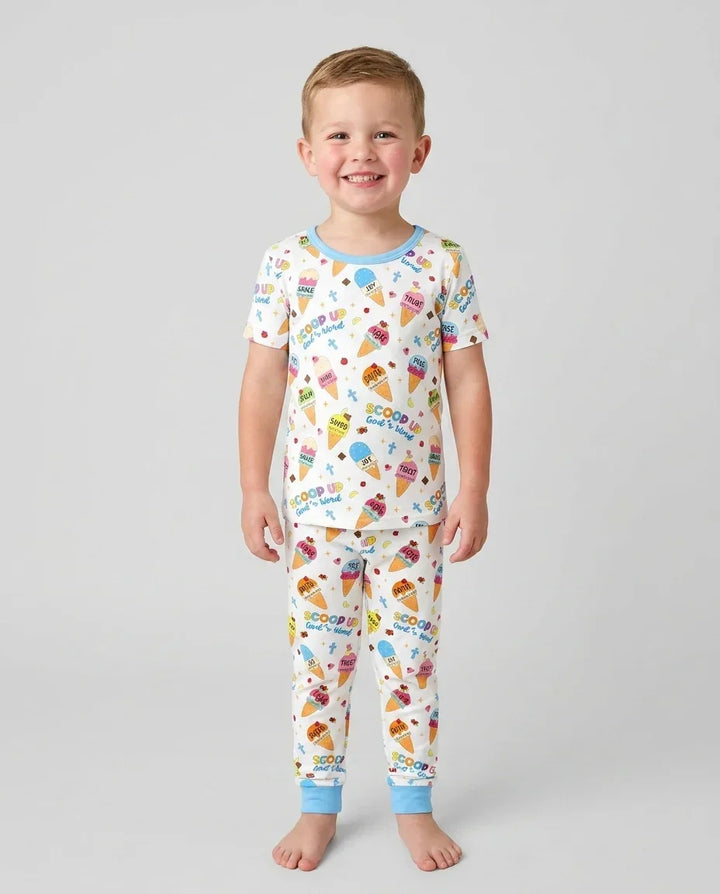 Ice Cream Summer Christian Bamboo Two Piece Short Sleeve Pajama Set