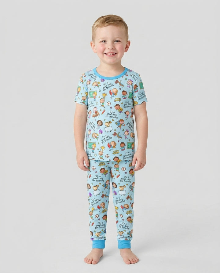Little Learners Adventure Bamboo Two Piece Short Sleeve Pajama Set