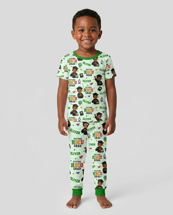 Custom Name Future HBCU Grad Bamboo Two Piece Short Sleeve Pajama Set