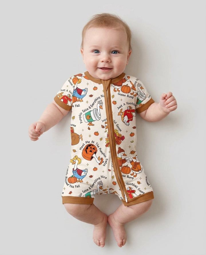 Just A Fall Goose Family Matching Bamboo Shorty Zippy