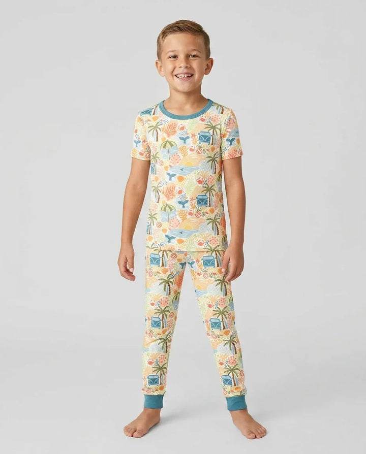Beachy Boho Bamboo Two Piece Short Sleeve Pajama Set