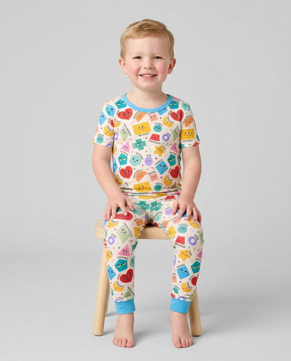 Happy Shape Squad Family Matching Bamboo Two Piece Short Sleeve Pajama Set