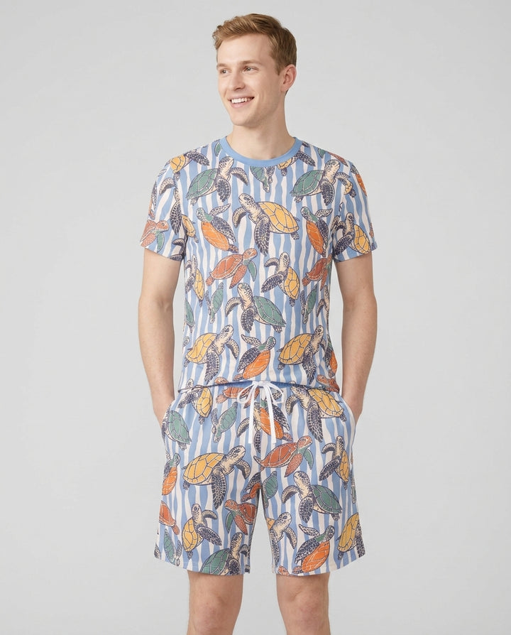 Turtle Bay Family Matching Bamboo Men Short Sleeve Short Pajama Set