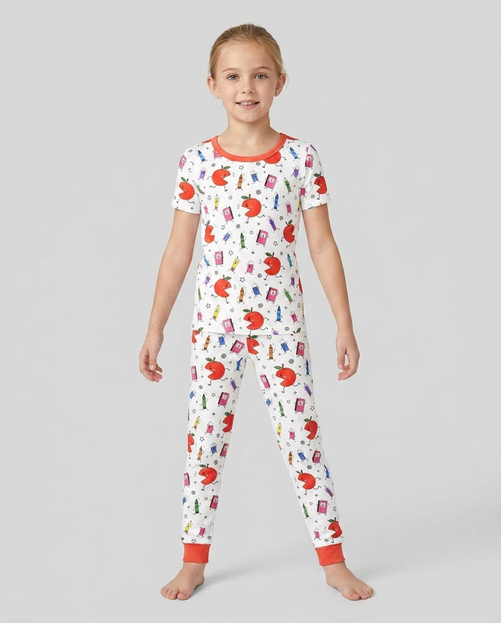 Back To School Chasing Bamboo Two Piece Short Sleeve Pajama Set