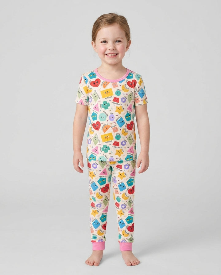 Happy Shape Squad Family Matching Bamboo Two Piece Short Sleeve Pajama Set
