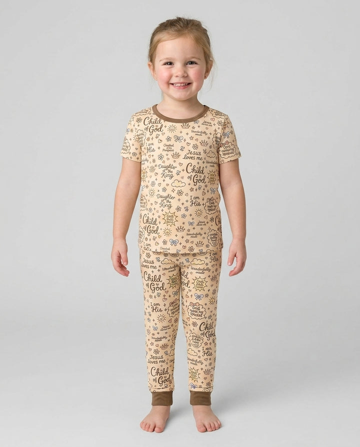 Child Of God Jesus Loves Me Bamboo Two Piece Short Sleeve Pajama Set