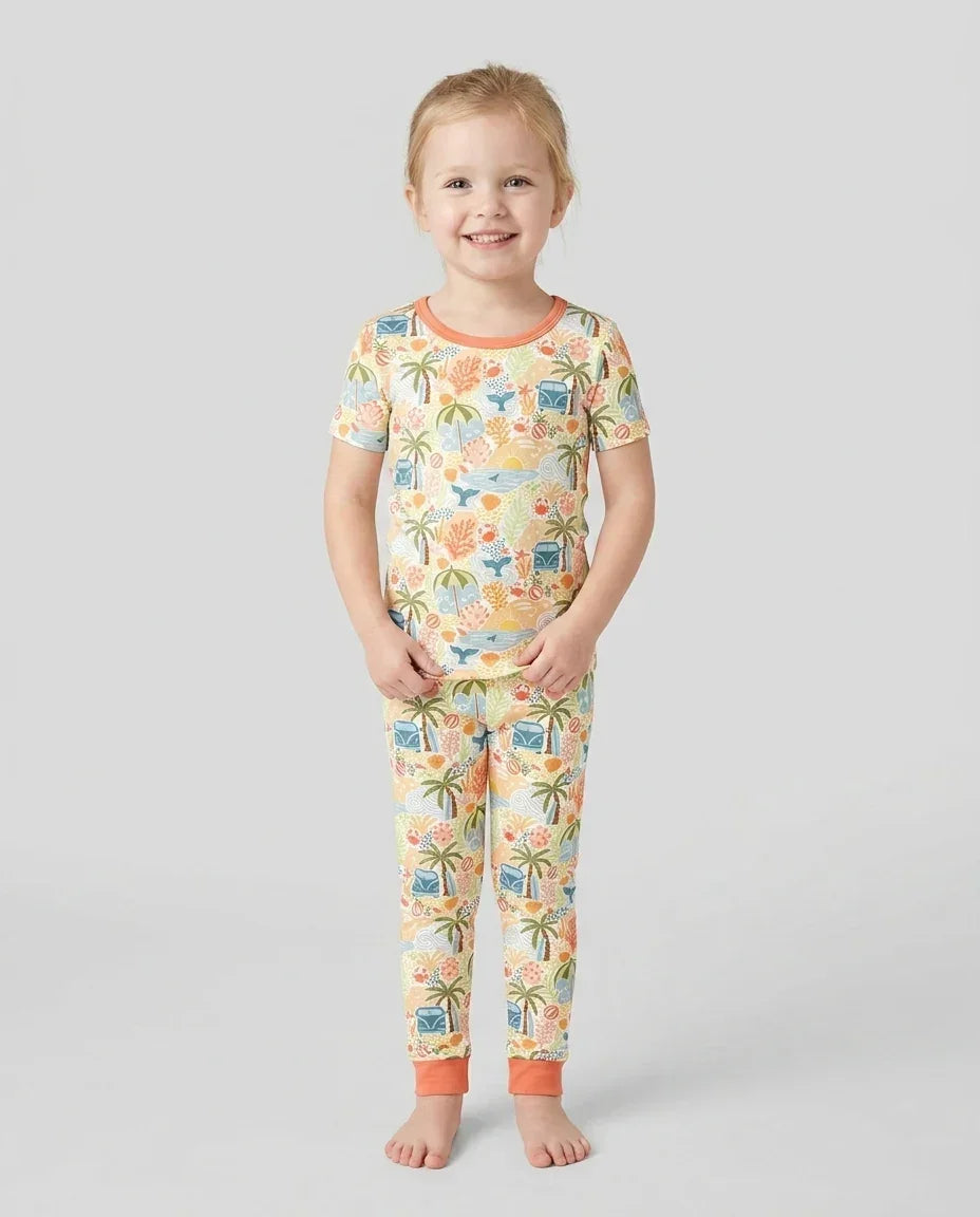 Beachy Boho Bamboo Two Piece Short Sleeve Pajama Set