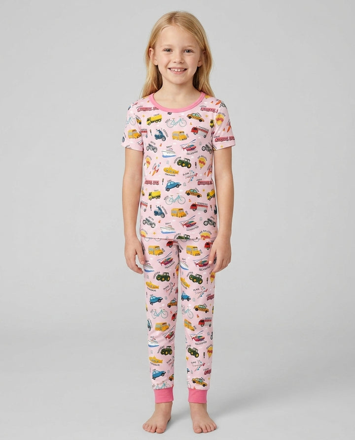Vehicle Vocabulary Bamboo Two Piece Short Sleeve Pajama Set