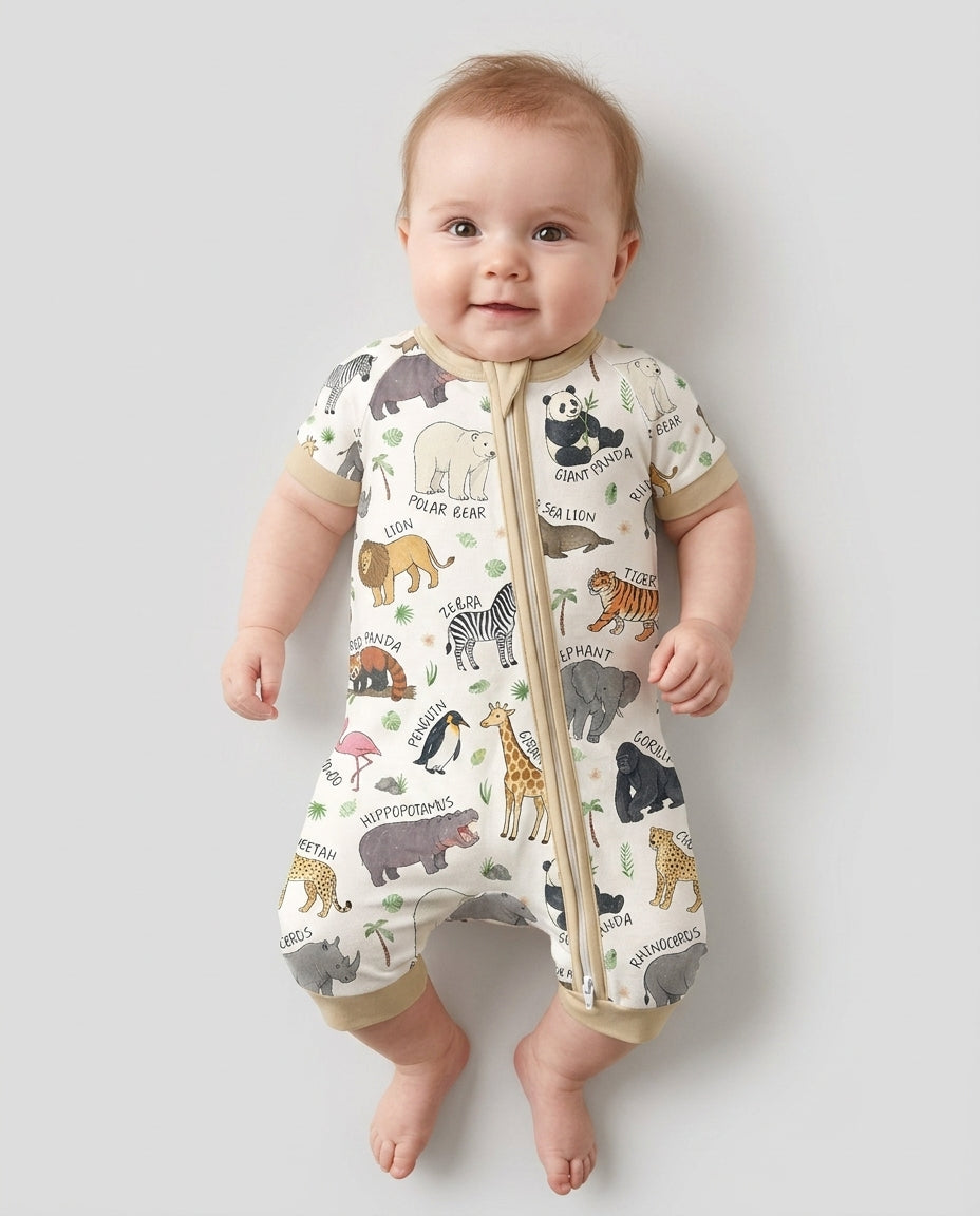 Safari Animals Bamboo Shorty Zippy