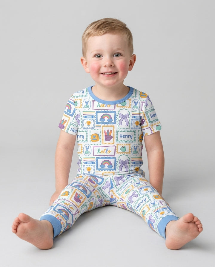 CUSTOM Template Bamboo Two Piece Short Sleeve Pyjamas Set