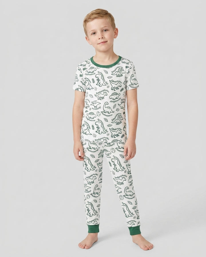 Dinosaur Park Bamboo Two Piece Short Sleeve Pajama Set