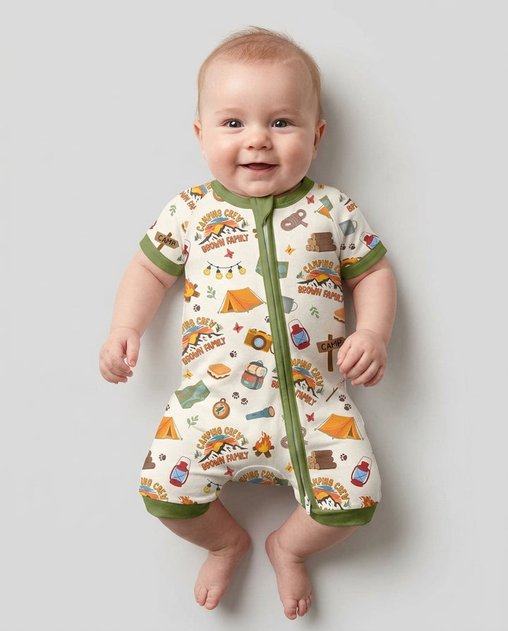 Custom Name Camping Crew Family Matching Bamboo Shorty Zippy