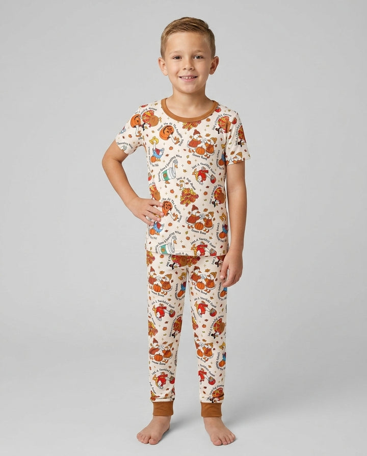 Just A Fall Goose Family Matching Bamboo Two Piece Short Sleeve Pajama Set