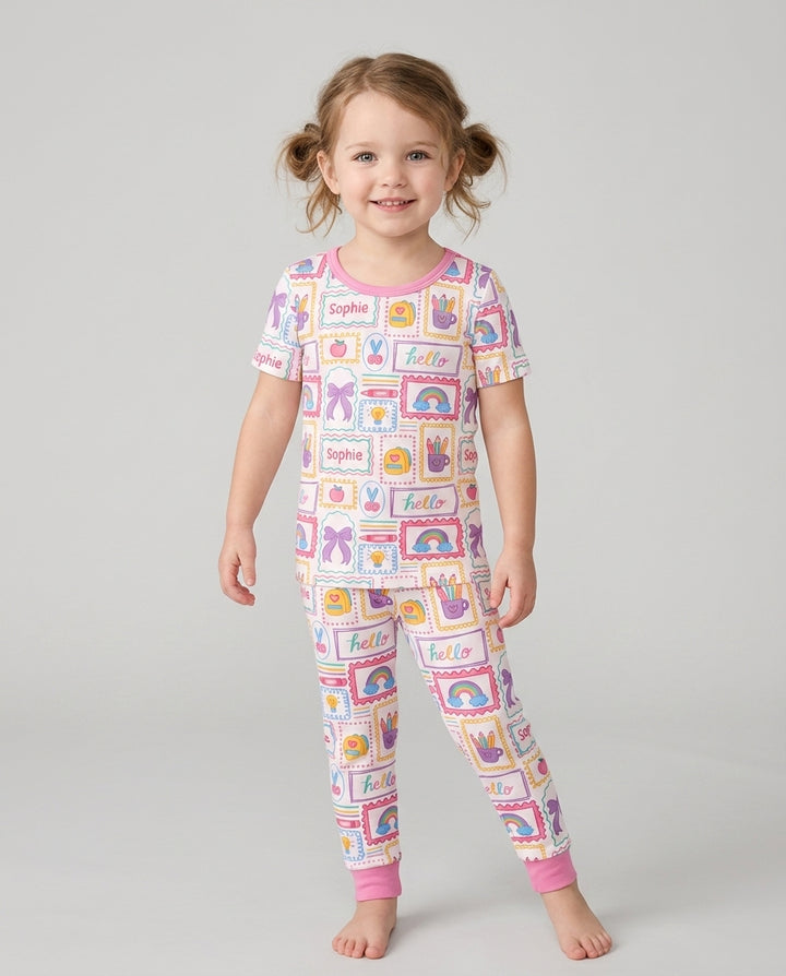 CUSTOM Template Bamboo Two Piece Short Sleeve Pyjamas Set
