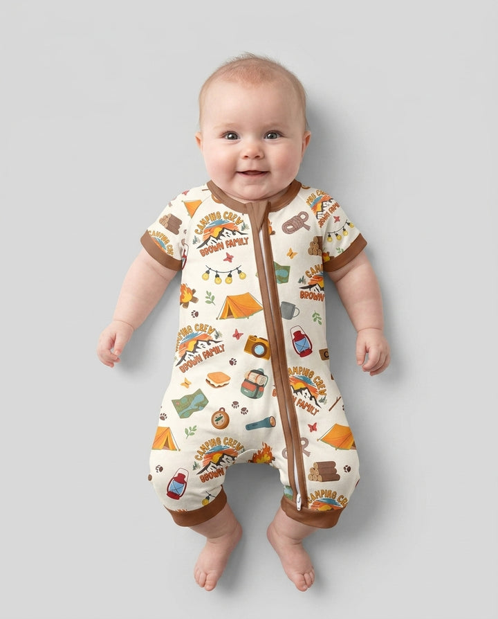 Custom Name Camping Crew Family Matching Bamboo Shorty Zippy