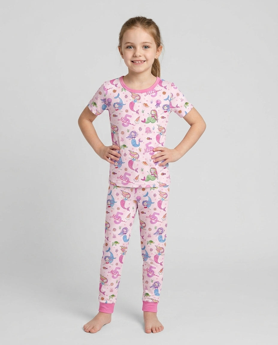 CUSTOM Template Bamboo Two Piece Short Sleeve Pyjamas Set
