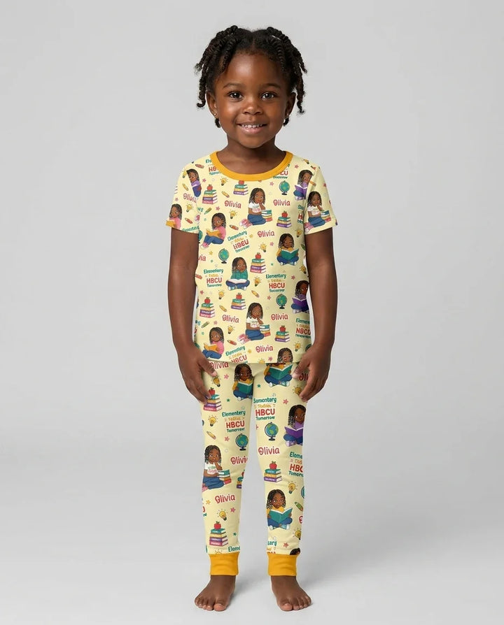 Custom Name Elementary Today HBCU Tomorrow Bamboo Two Piece Short Sleeve Pajama Set
