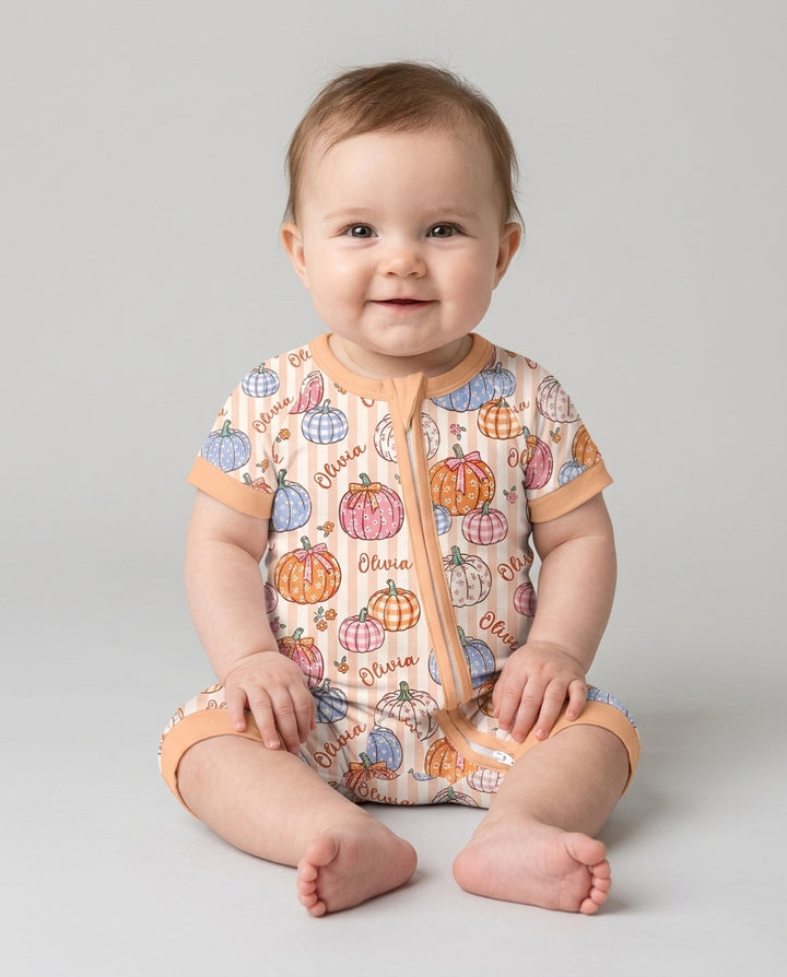 Custom Name Pumpkin Patch Bamboo Shorty Zippy