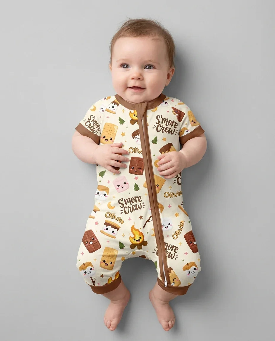 Custom Name Kawaii S'more Crew Family Matching Bamboo Shorty Zippy