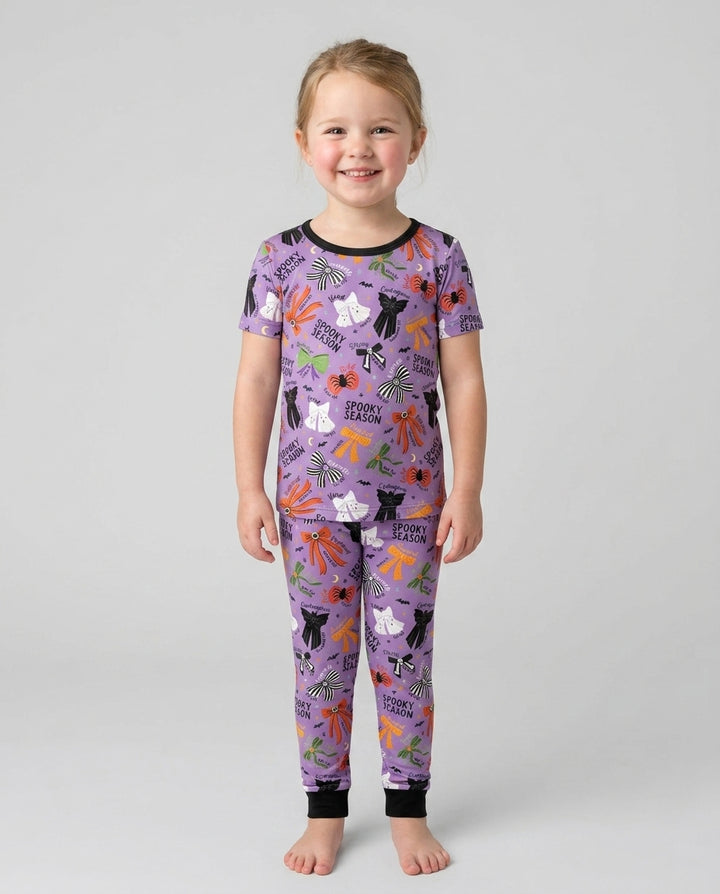 Spooky Bows Spooky Season Bamboo Two Piece Short Sleeve Pajama Set