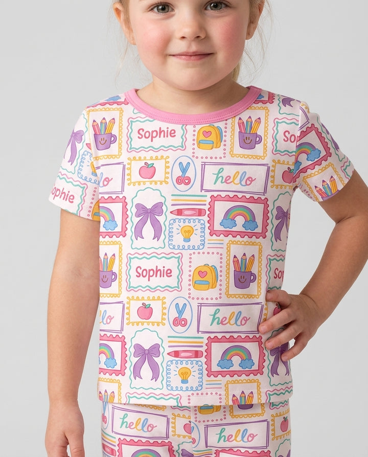 CUSTOM Template Bamboo Two Piece Short Sleeve Pyjamas Set