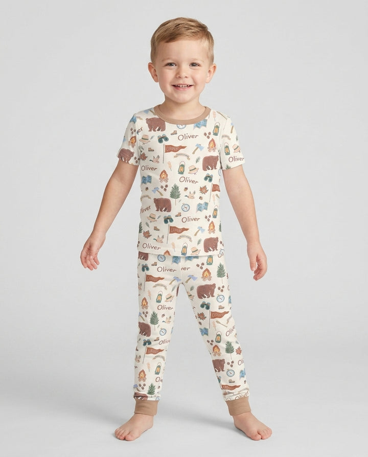 CUSTOM Template Bamboo Two Piece Short Sleeve Pyjamas Set