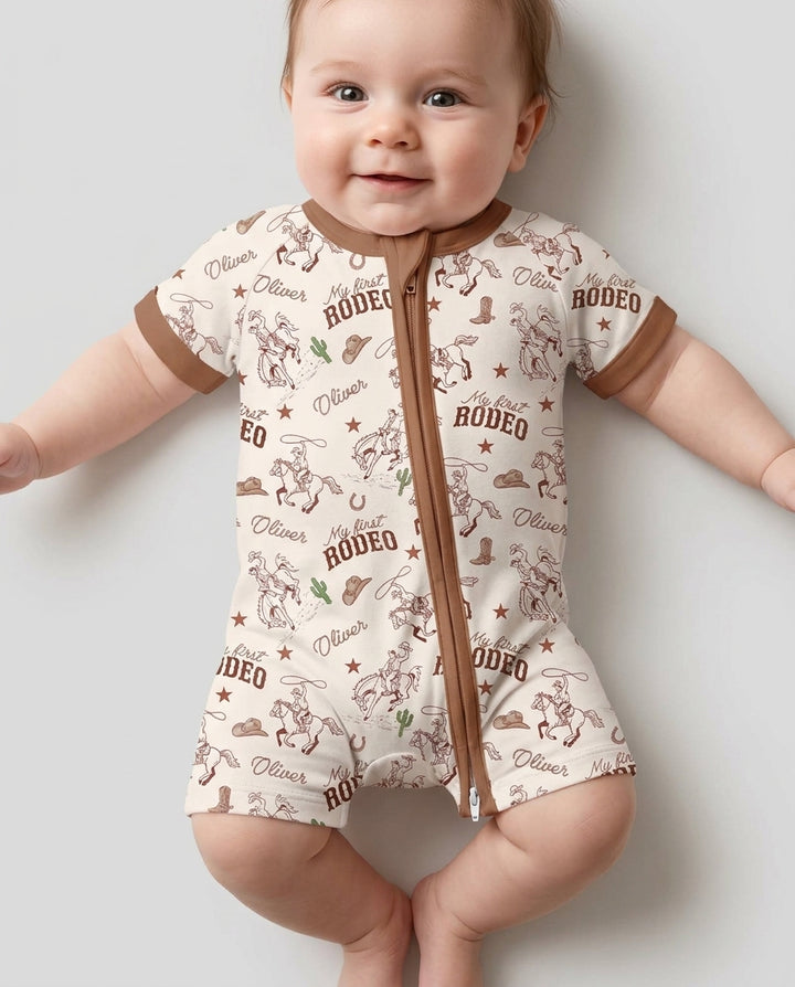 Custom Name First Rodeo Family Matching Bamboo Shorty Zippy