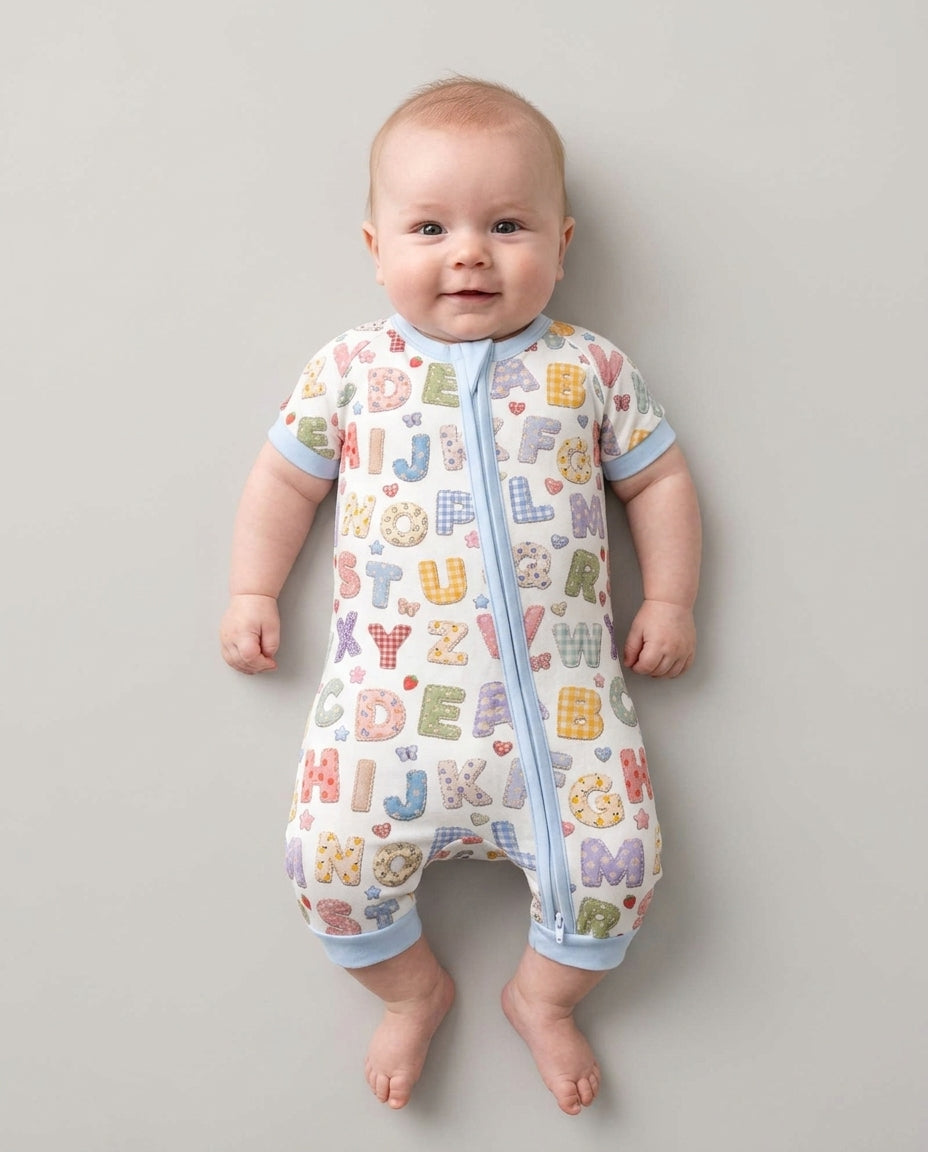 Fabric Alphabet Letters Bamboo Shorty Zippy