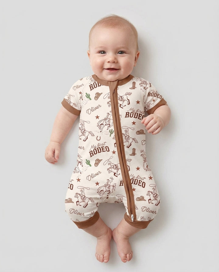Custom Name First Rodeo Family Matching Bamboo Shorty Zippy