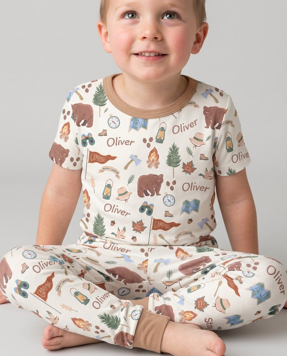 CUSTOM Template Bamboo Two Piece Short Sleeve Pyjamas Set
