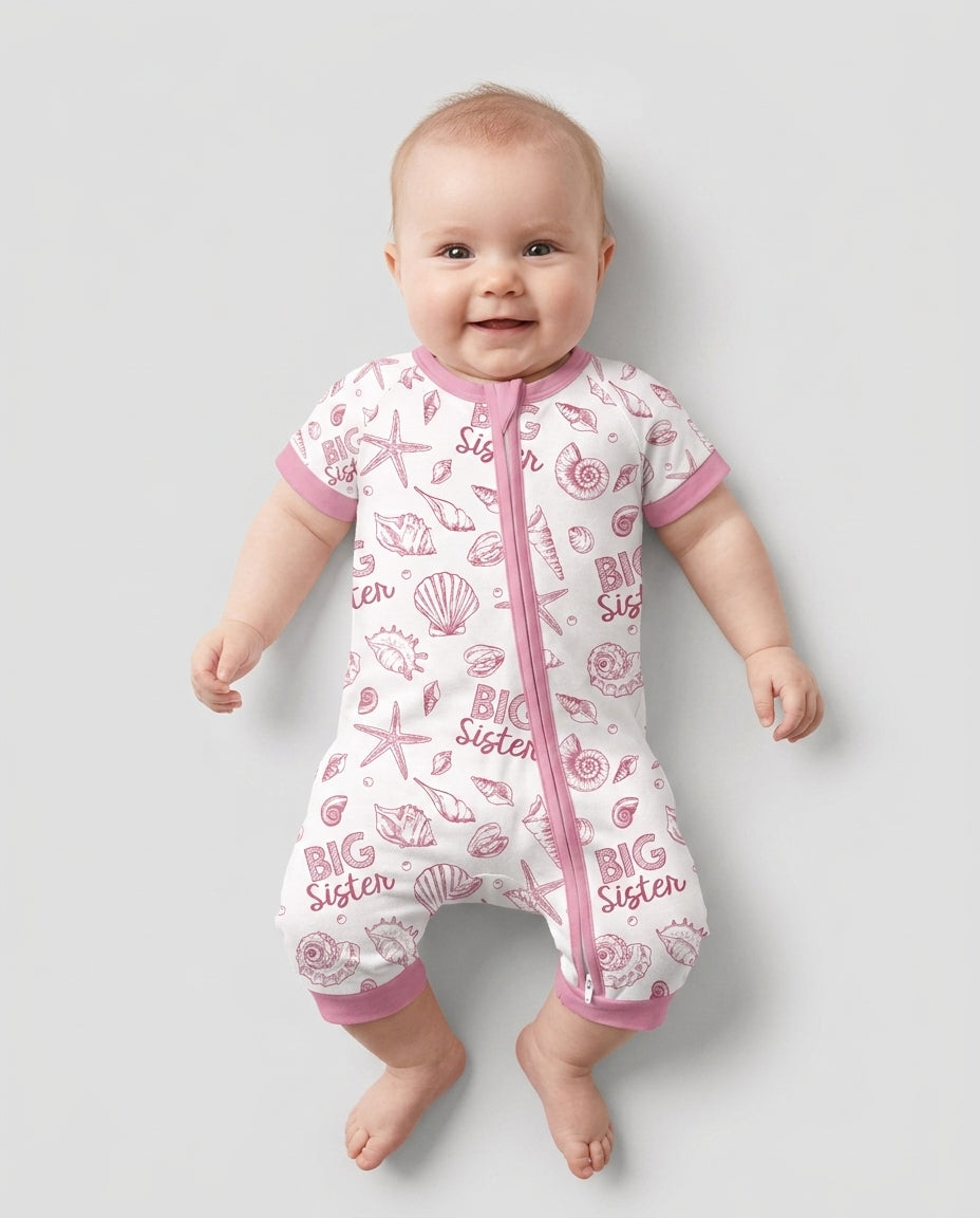 Coquette Seashell Matching Sibling Bamboo Shorty Zippy