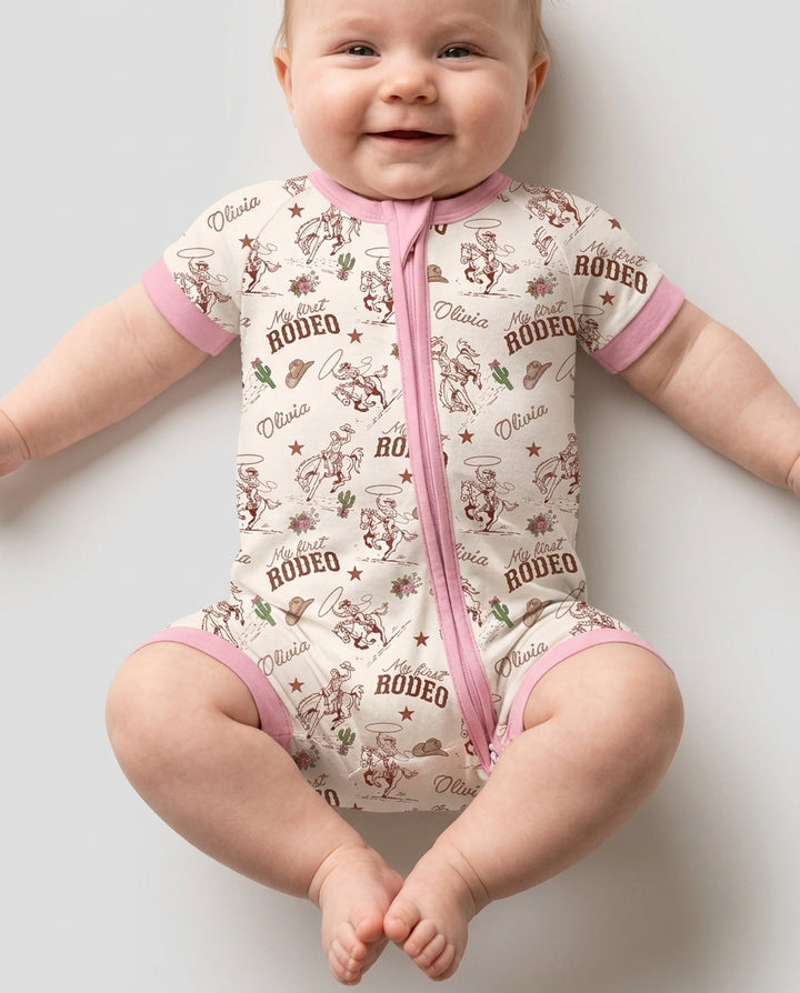 Custom Name First Rodeo Family Matching Bamboo Shorty Zippy