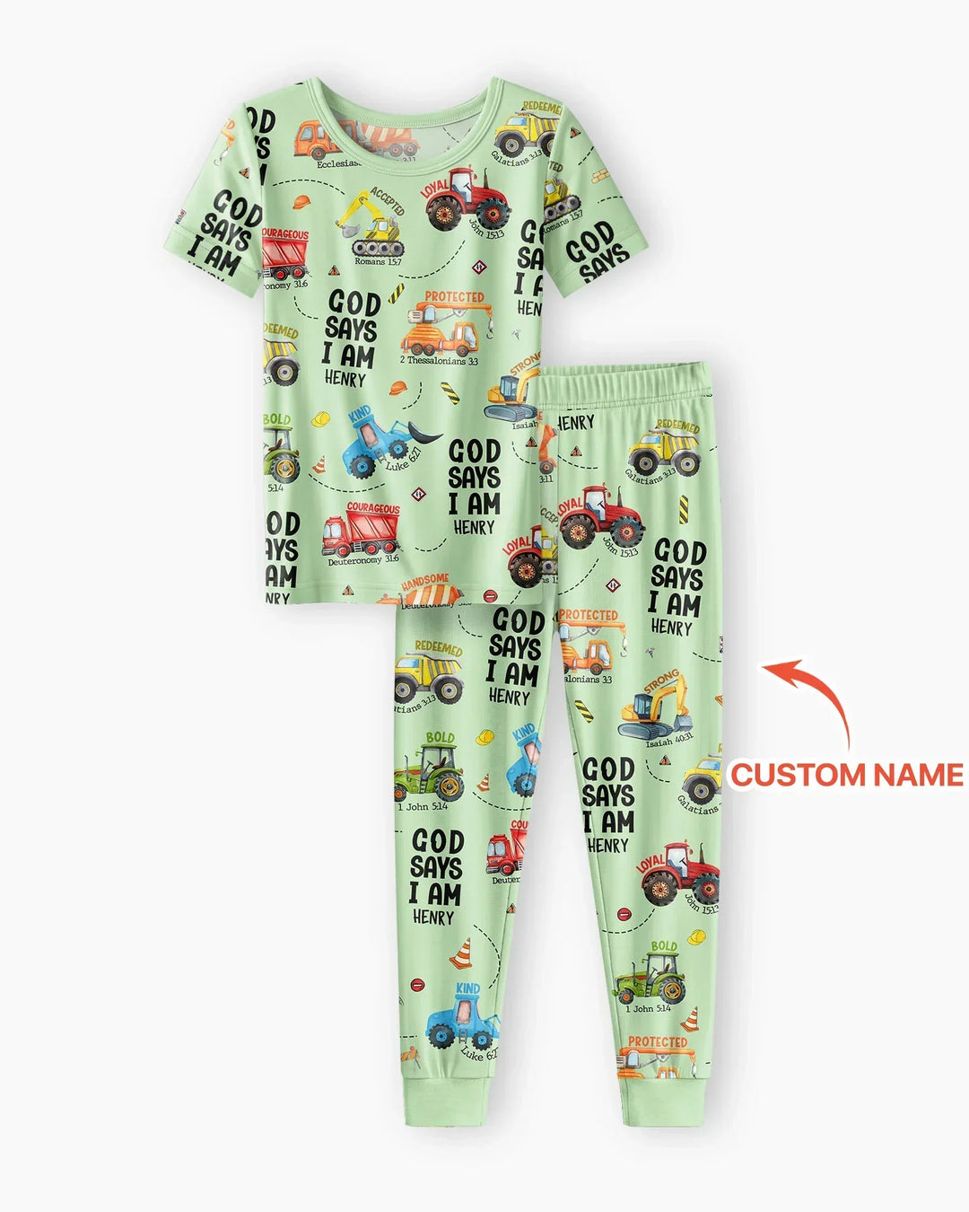 Custom Name God Says I Am Boy Bamboo Two Piece Short Sleeve Pyjamas Set