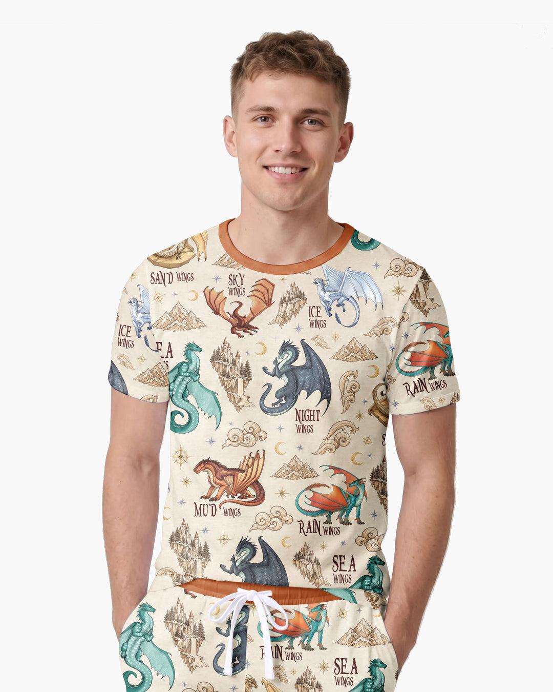 Elemental Dragons Bamboo Men Short Sleeve Short Pajama Set