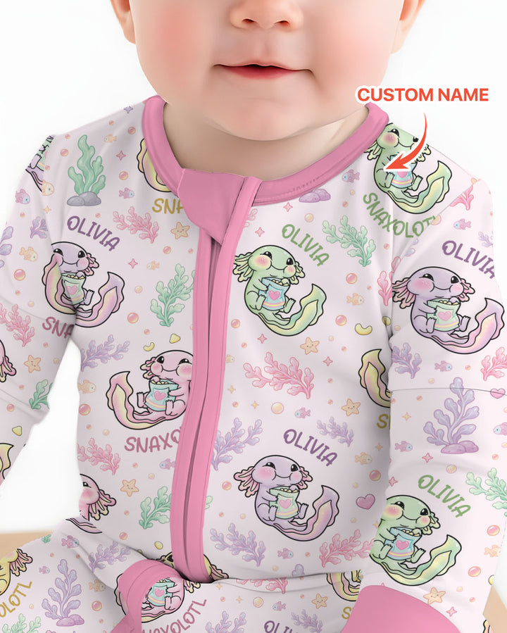 Snaxolotl Custom Name Bamboo Convertible Zippy